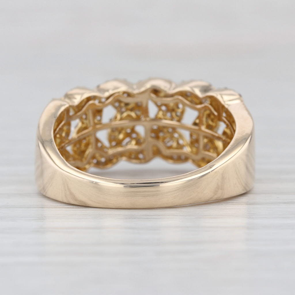 0.64ctw Scalloped Diamond Ring 10k Yellow Gold Size 9.25 Wide Band