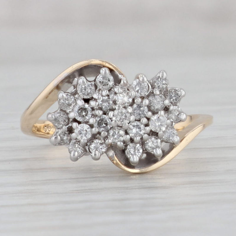 Gray 0.50ctw Diamond Cluster Bypass Ring 14k Yellow Gold Size 6