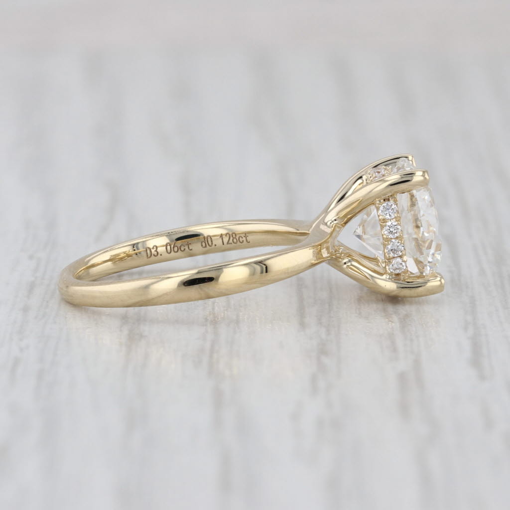 New IGI 3.19ctw Round Halo Lab Grown Diamond Engagement Ring 14k Yellow Gold