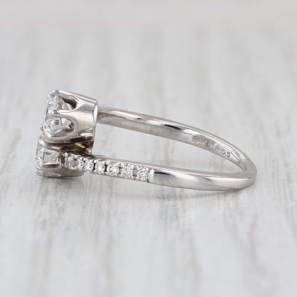 1.15ctw Diamond Bypass Ring 14k White Gold Wedding Anniversary Size 5.5