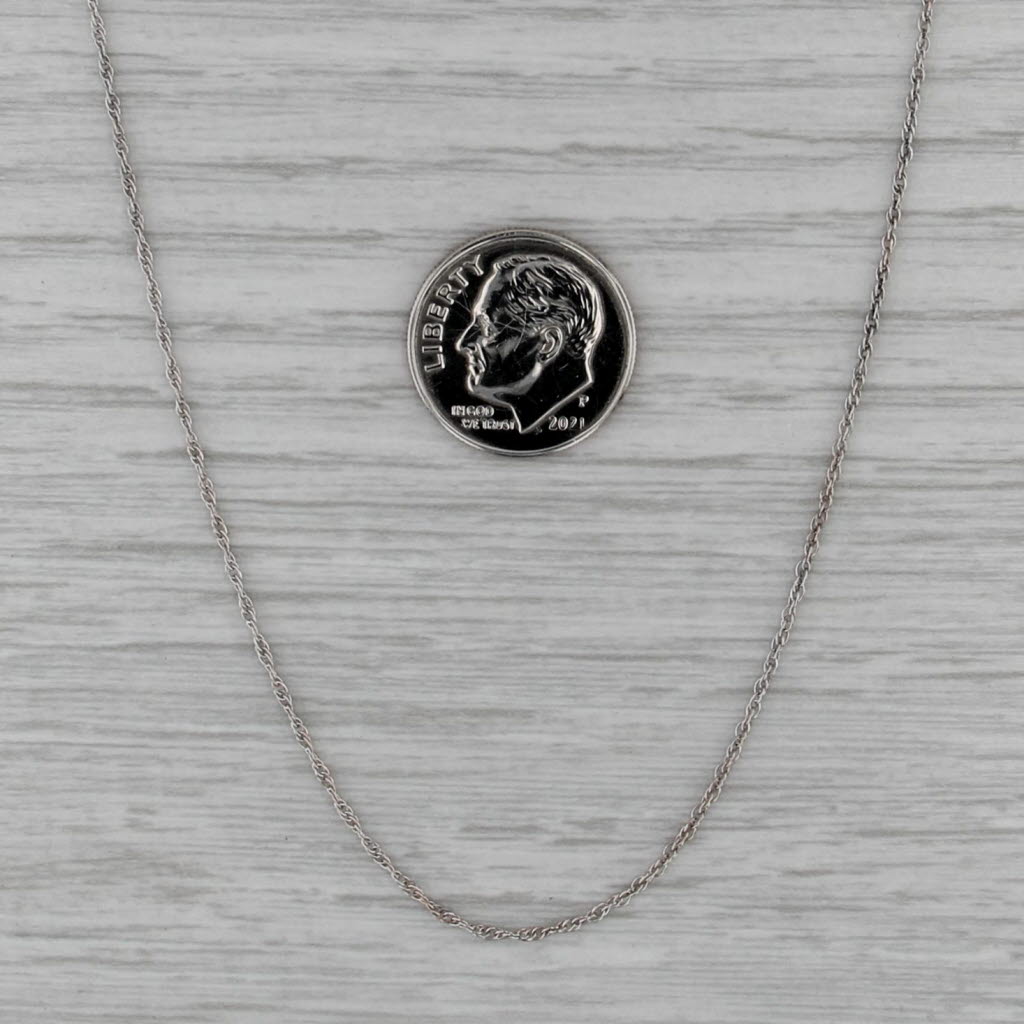 18" 1.1mm Fine Rope Chain Necklace 14k White Gold