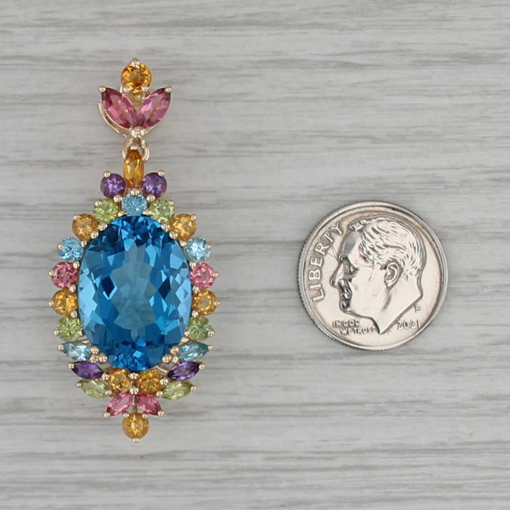 27.46ctw Multi-Stone Pendant 14k Gold Topaz Citrine Tourmaline Amethyst Peridot