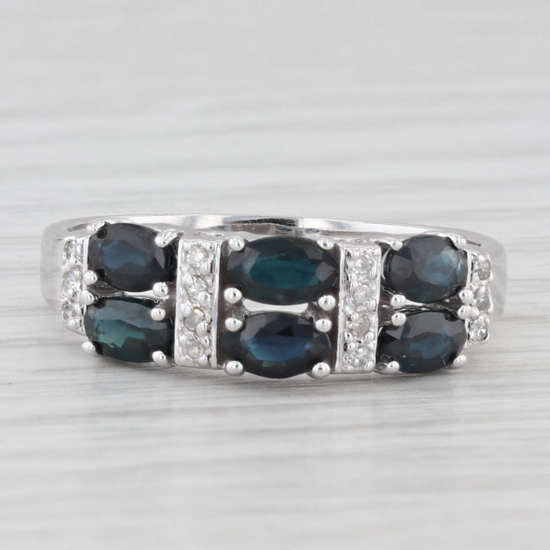 2.14ctw Blue Sapphire Diamond Ring 14k White Gold Size 9