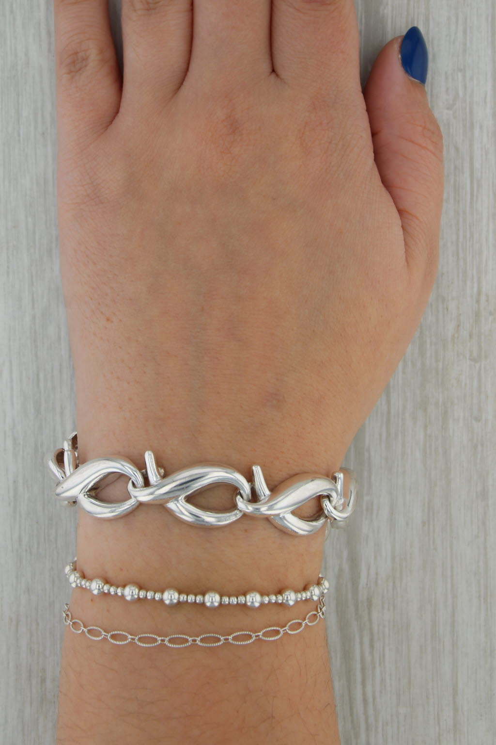Charles Krypell Ribbon Shaped Links Bracelet Sterling Silver 7" 14.1mm