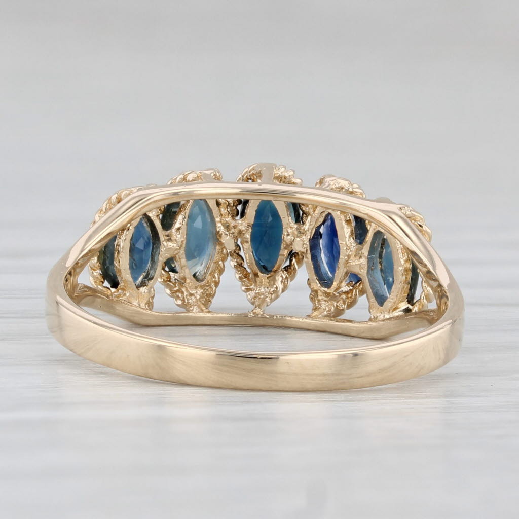 Light Gray 1.10ctw Tiered Pyramid Blue Sapphire Ring 14k Yellow Gold Size 6.75