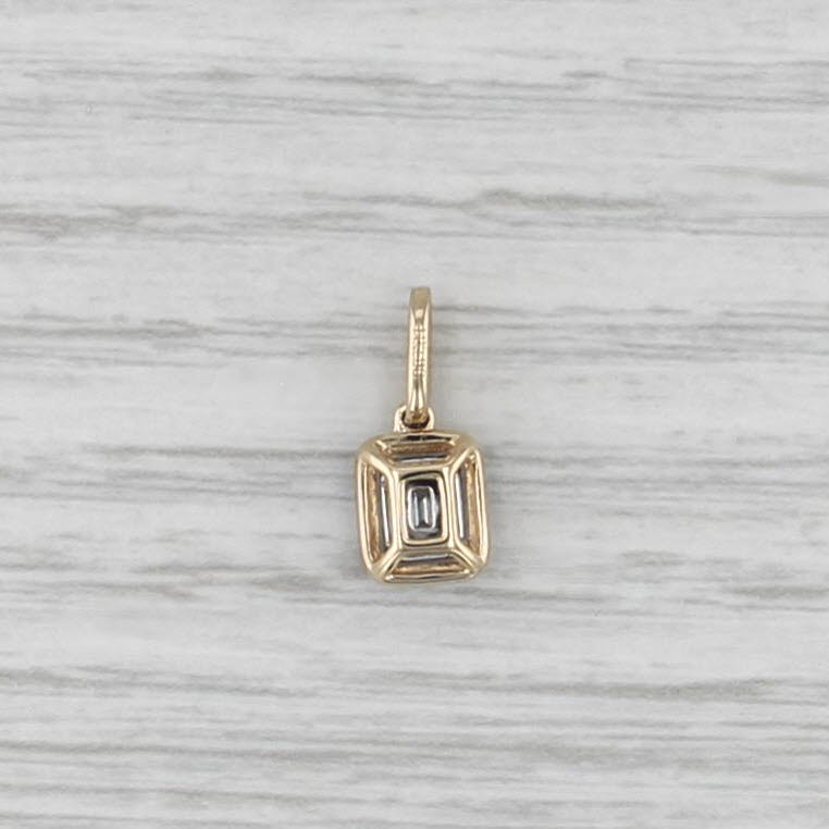 0.28ctw Diamond Halo Pendant 14k Yellow Gold Small Drop