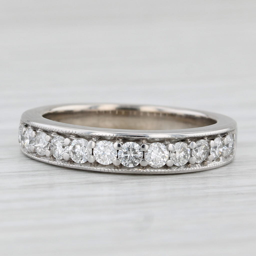 Light Gray 0.50ctw Diamond Wedding Band 14k White Gold Size 6.75 Ring