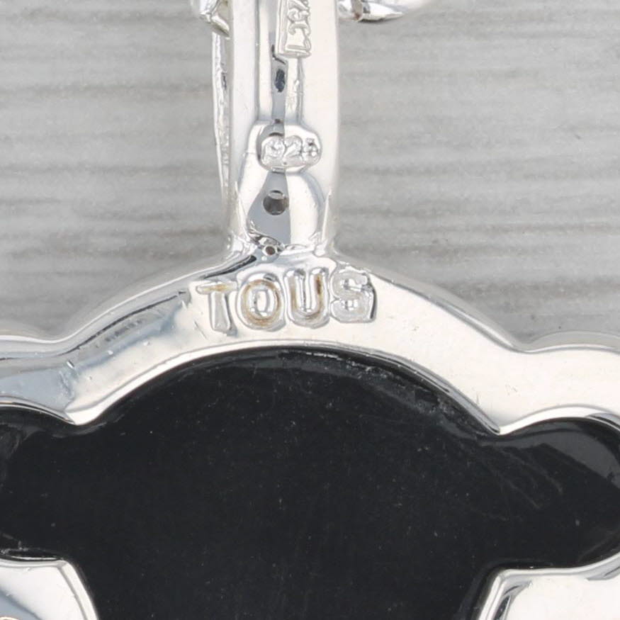 Gray Tous Onyx Teddy Bear Pendant Necklace Sterling Silver 23.5" Cable Chain