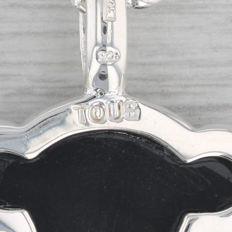 Tous Onyx Teddy Bear Pendant Necklace Sterling Silver 23.5" Cable Chain
