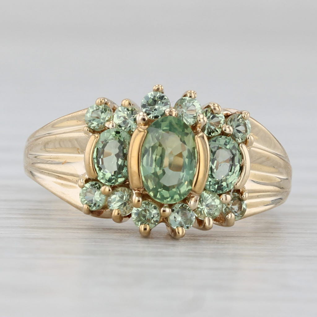 Gray 1.40ctw Green Sapphire Ring 10k Yellow Gold Size 6