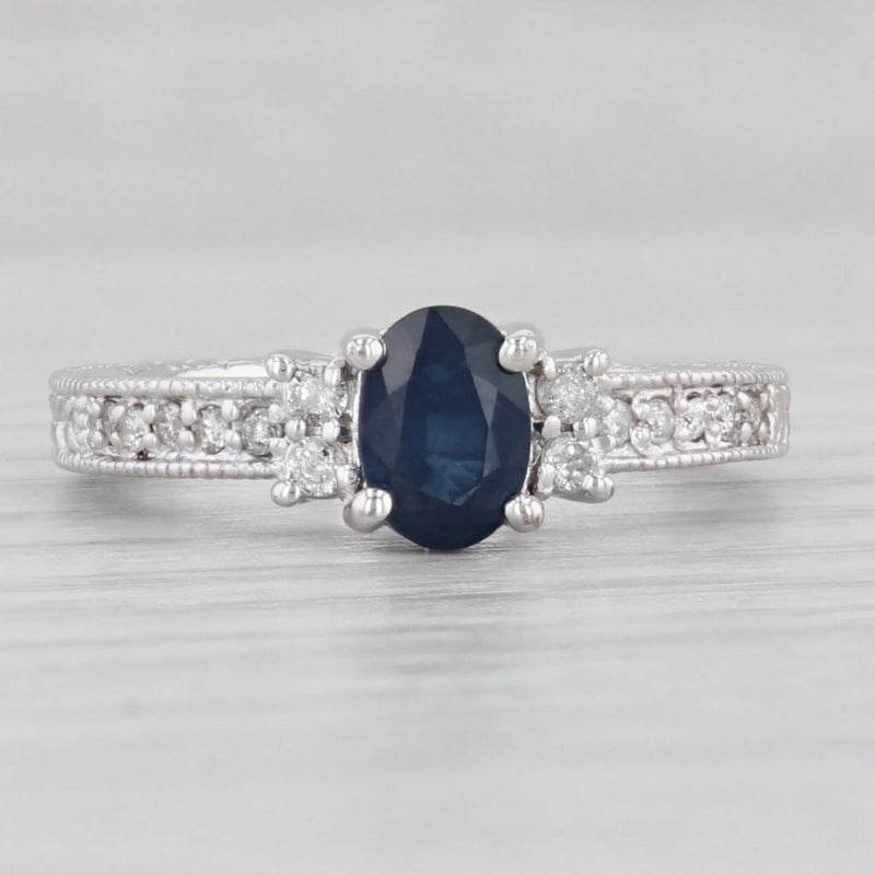Light Gray 1ctw Oval Sapphire Diamond Ring 14k White Gold Size 6.5-6.75 Engagement