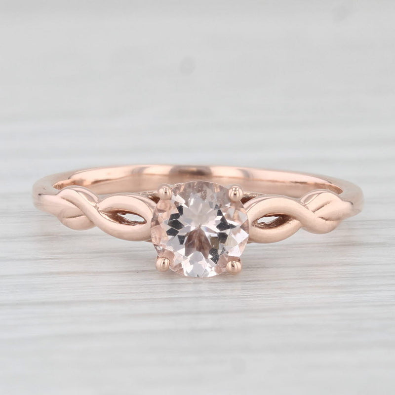 0.60ct Pink Morganite Solitaire Ring 10k Rose Gold Size 7.75 Round Engagement