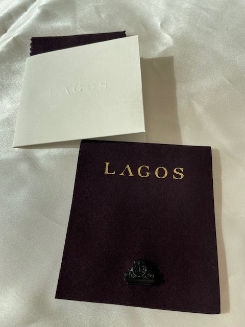 New Lagos Enso Diamond Circle Caviar Bracelet Sterling Silver Medium 6mm Pouch
