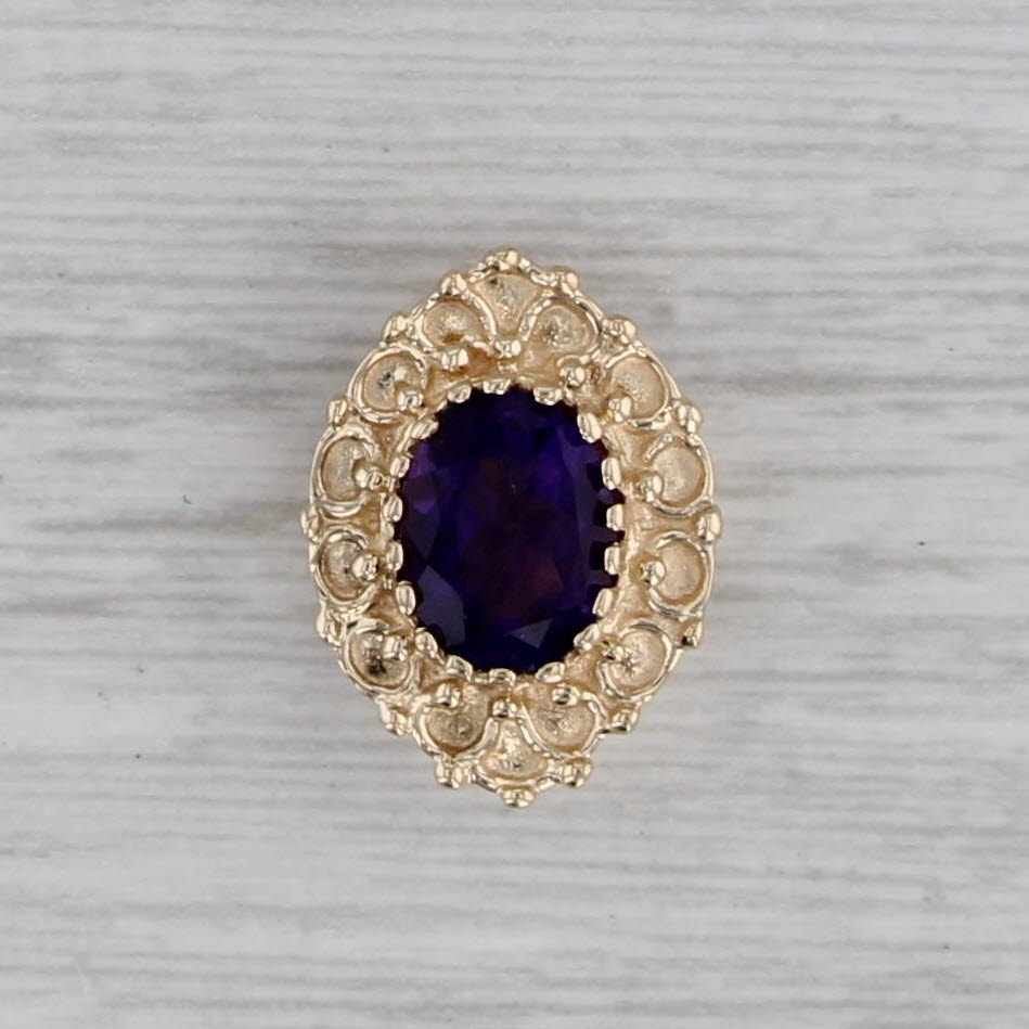 Gray 1.20ct Amethyst Slide Bracelet Charm 14k Yellow Gold Vintage Richard Klein