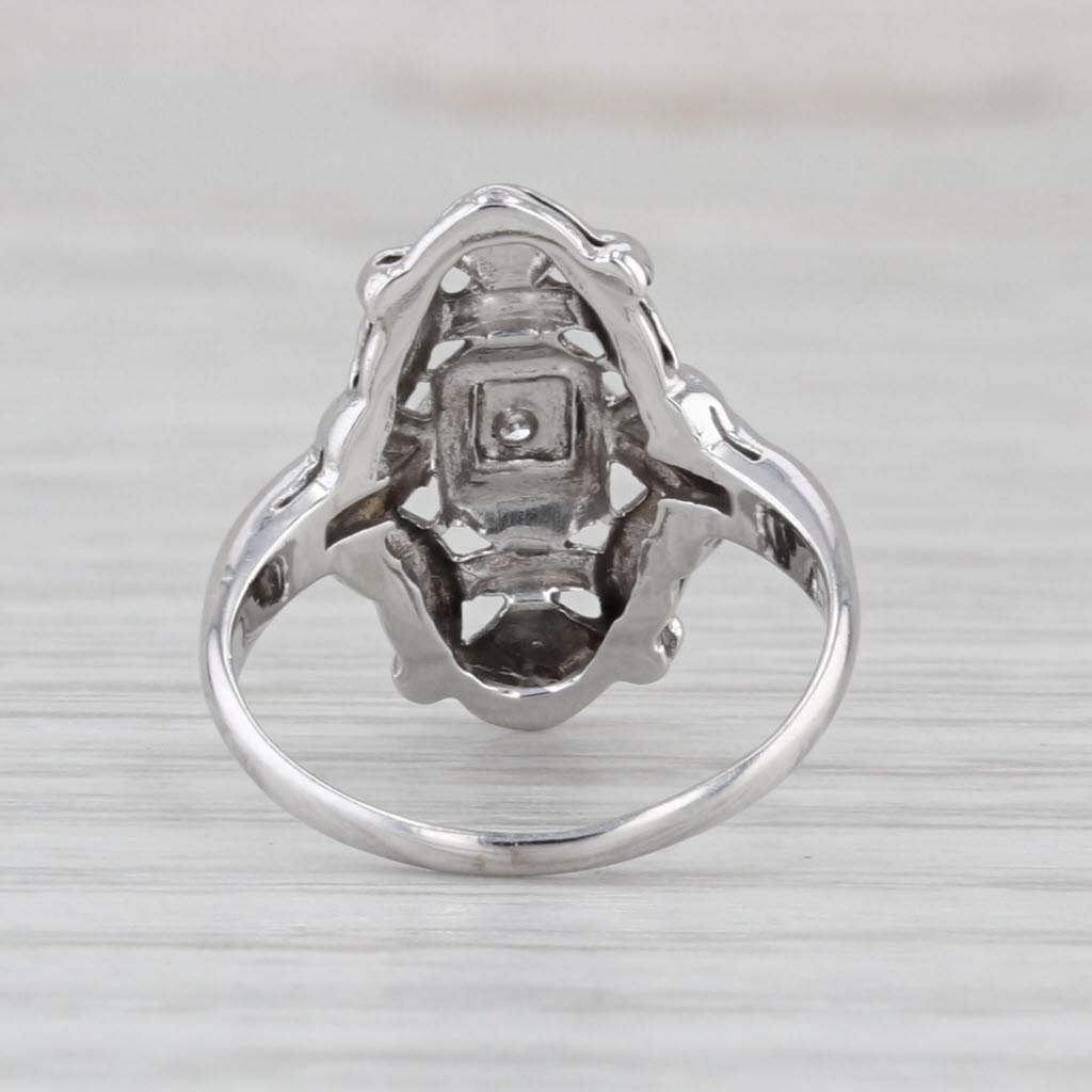 Vintage Diamond Solitaire Ring 14k White Gold Small Size 3