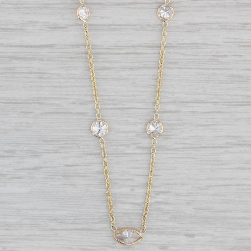 New 1.85ctw Diamond By The Yard Station Necklace 14k Gold 16-18" Adjustable