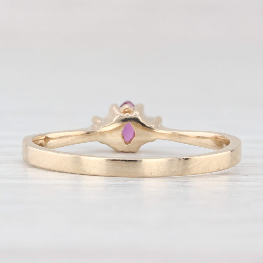 Light Gray Marquise Ruby Cubic Zirconia Ring 10k Yellow Gold Size 9.75