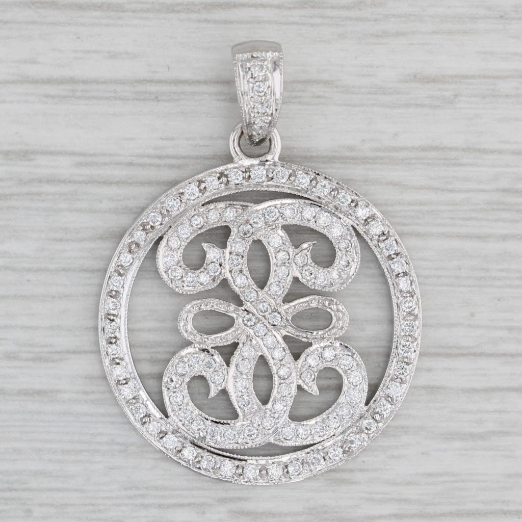 Gray 0.63ctw Diamond Scroll Work Pendant 18k White Gold Leslie Green