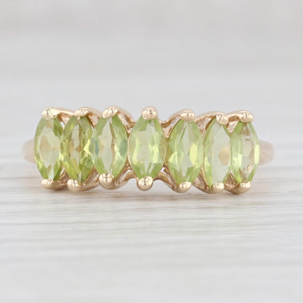 Light Gray 2ctw Tiered Marquise Peridot Ring 10k Yellow Gold Size 9