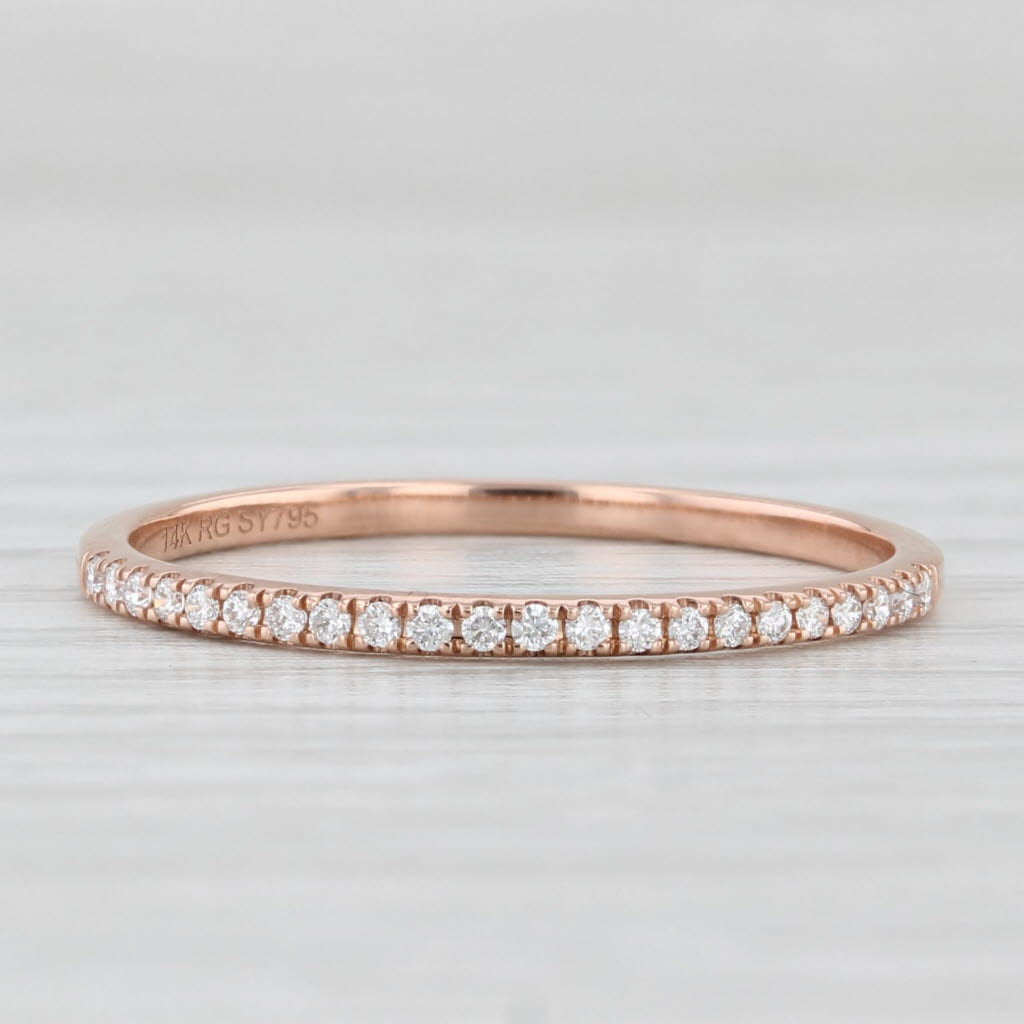 Light Gray 0.08ctw Diamond Wedding Band 14k Rose Gold Size 8 Stackable Ring