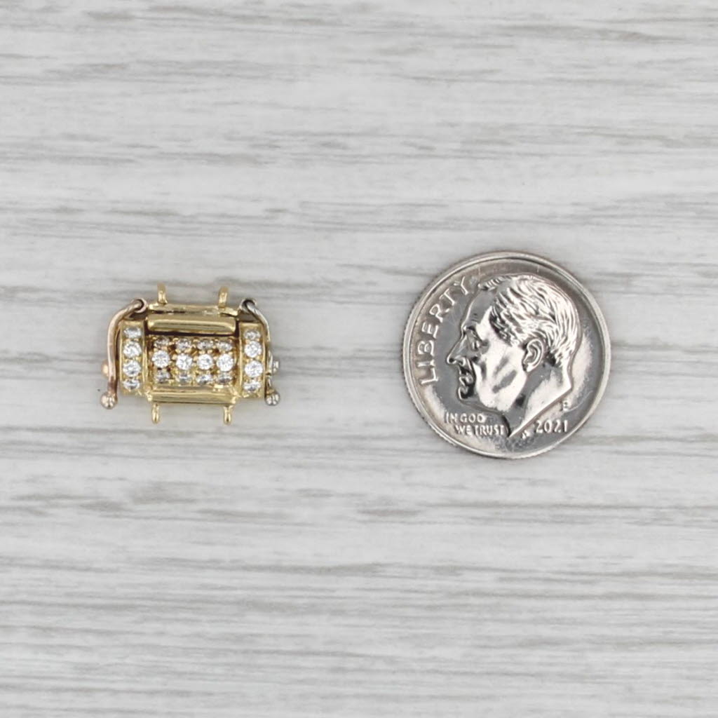 0.19ctw Diamond Box Clasp 18k Yellow Gold Jewelry Making Findings