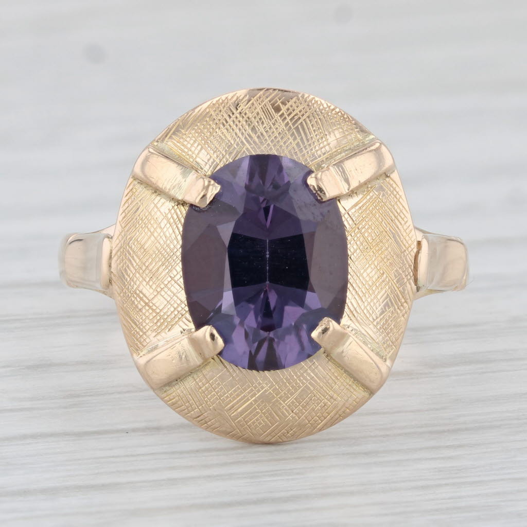 Light Gray 4.30ctw Oval Lab Created Purple Sapphire Solitaire Ring 10k Yellow Gold Sz 9.25