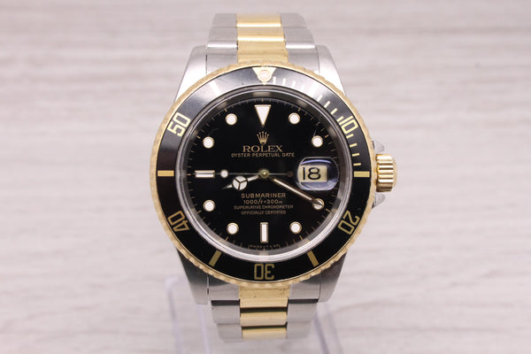 Light Gray 1997 Rolex Submariner 16613 Men 40mm Steel Automatic Diver Black Dial Box Papers
