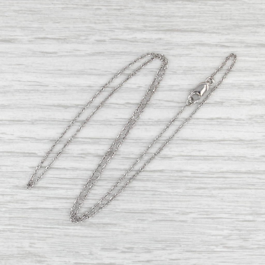 18" 1.1mm Fine Rope Chain Necklace 14k White Gold