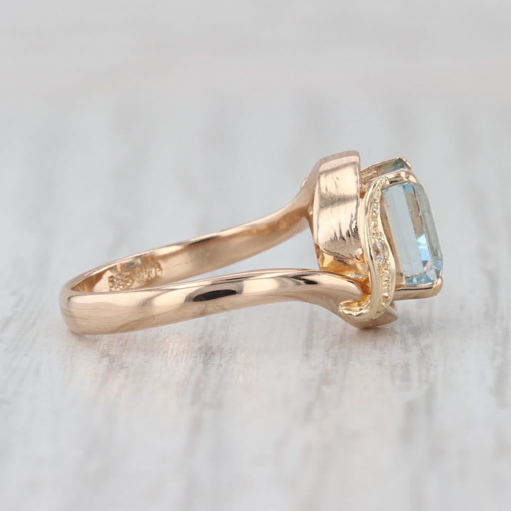 1.64ctw Aquamarine Diamond Ring 14k Yellow Gold Size 5.5