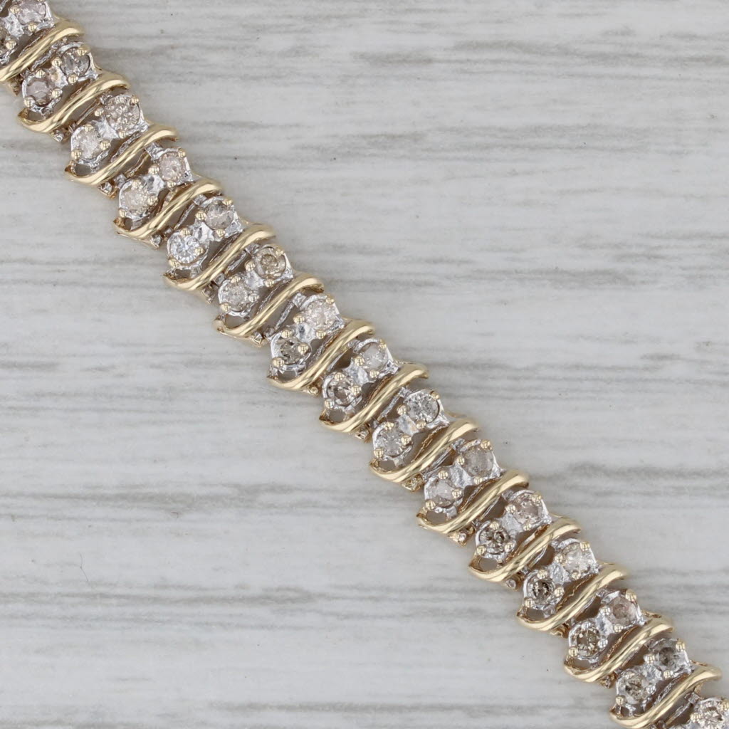 Gray 1.75ctw Diamond Tennis Bracelet 10k Yellow Gold 7.25" 6mm