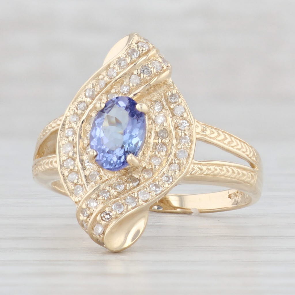 Light Gray 0.83ctw Tanzanite Diamond Ring 14k Yellow Gold Size 8 Cocktail