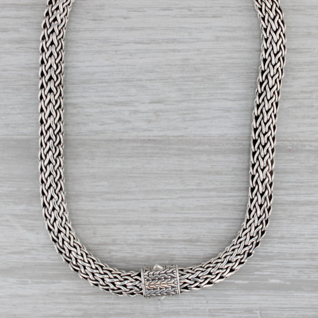 Gray John Hardy Woven Mesh Chain Necklace 15" 10mm Statement