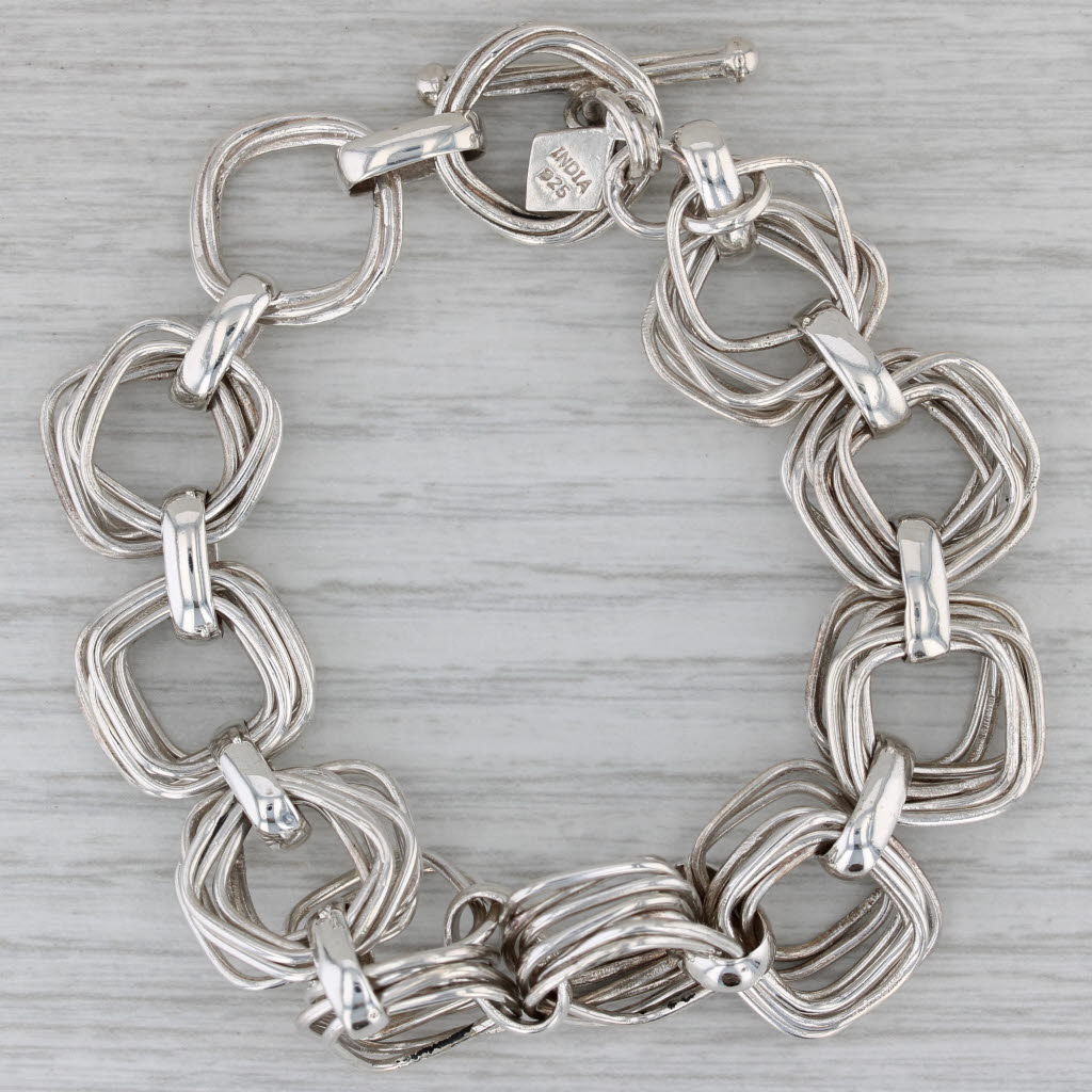 Gray Silpada Cable Chain Bracelet Sterling Silver Statement 6.75" Toggle Clasp B1958