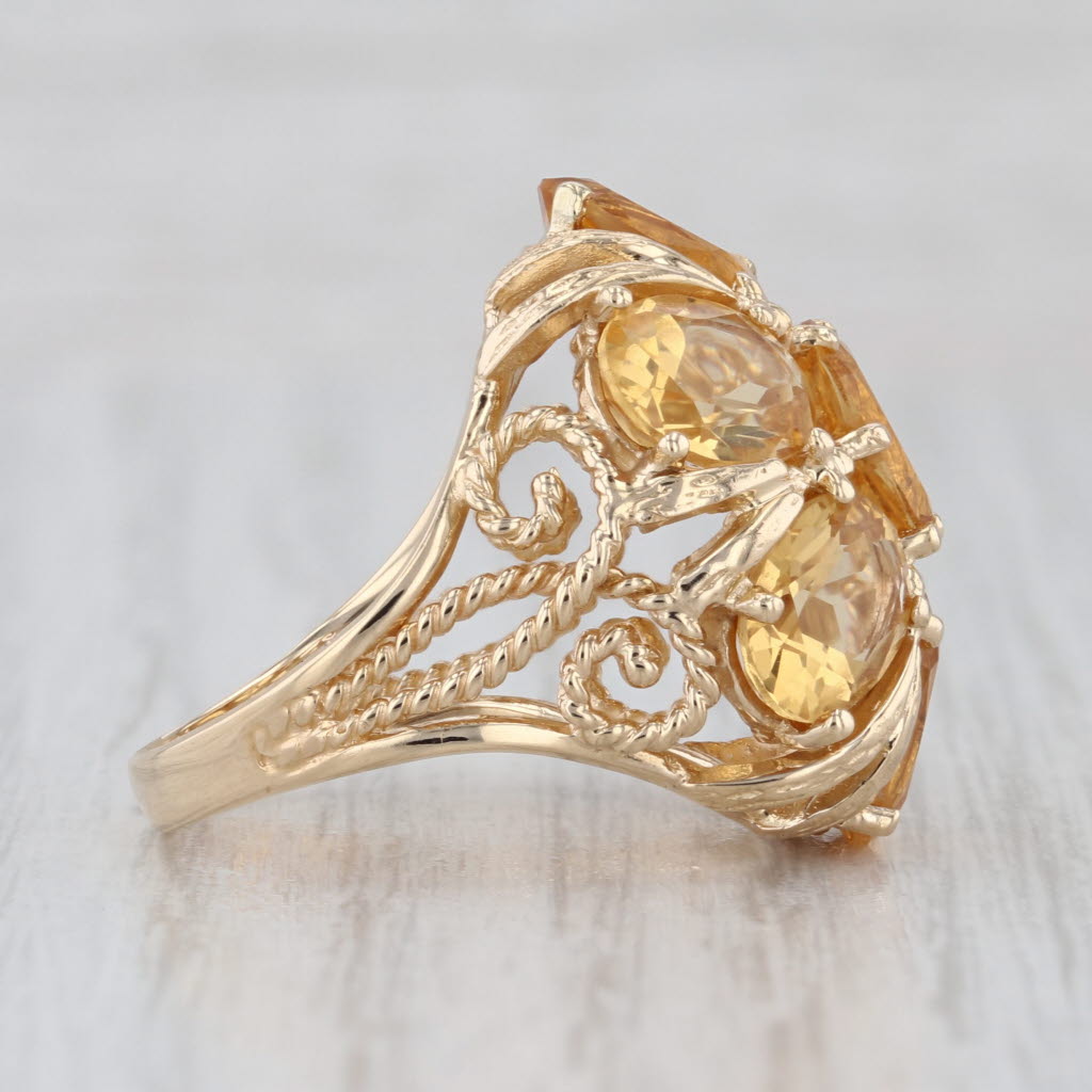 8ctw Citrine Cluster Cocktail Ring 14k Yellow Gold Size 5.75