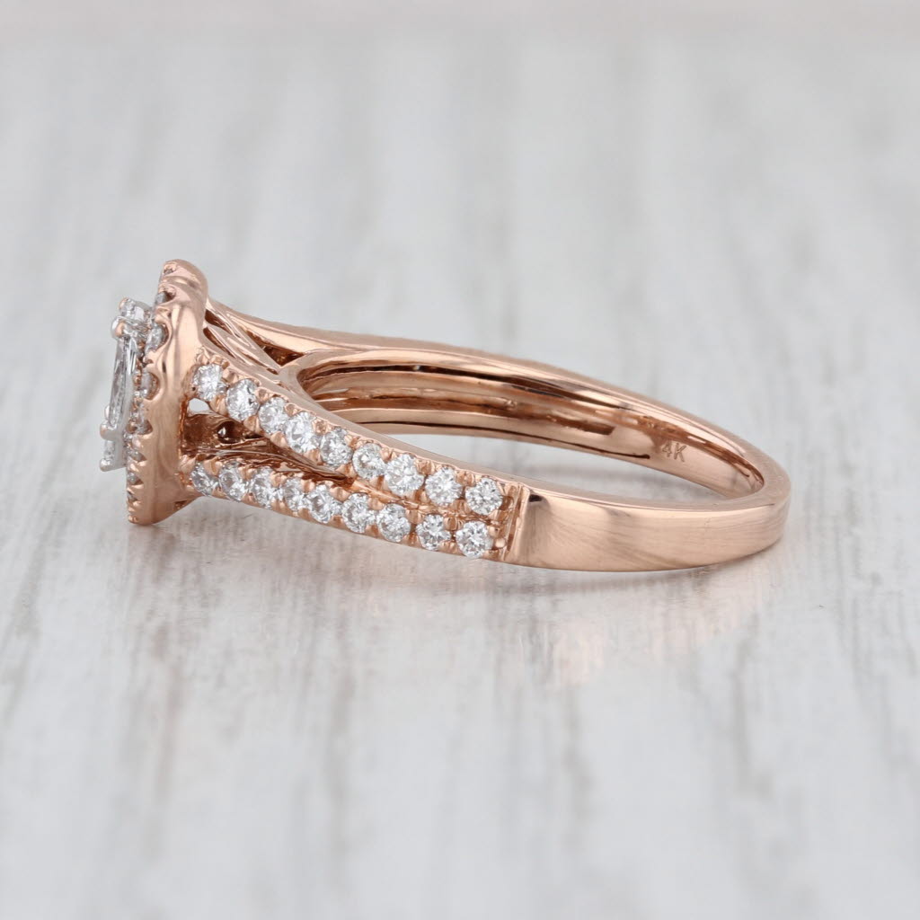 1.08ctw Diamond Heart Halo Engagement Ring 14k Rose Gold Size 7