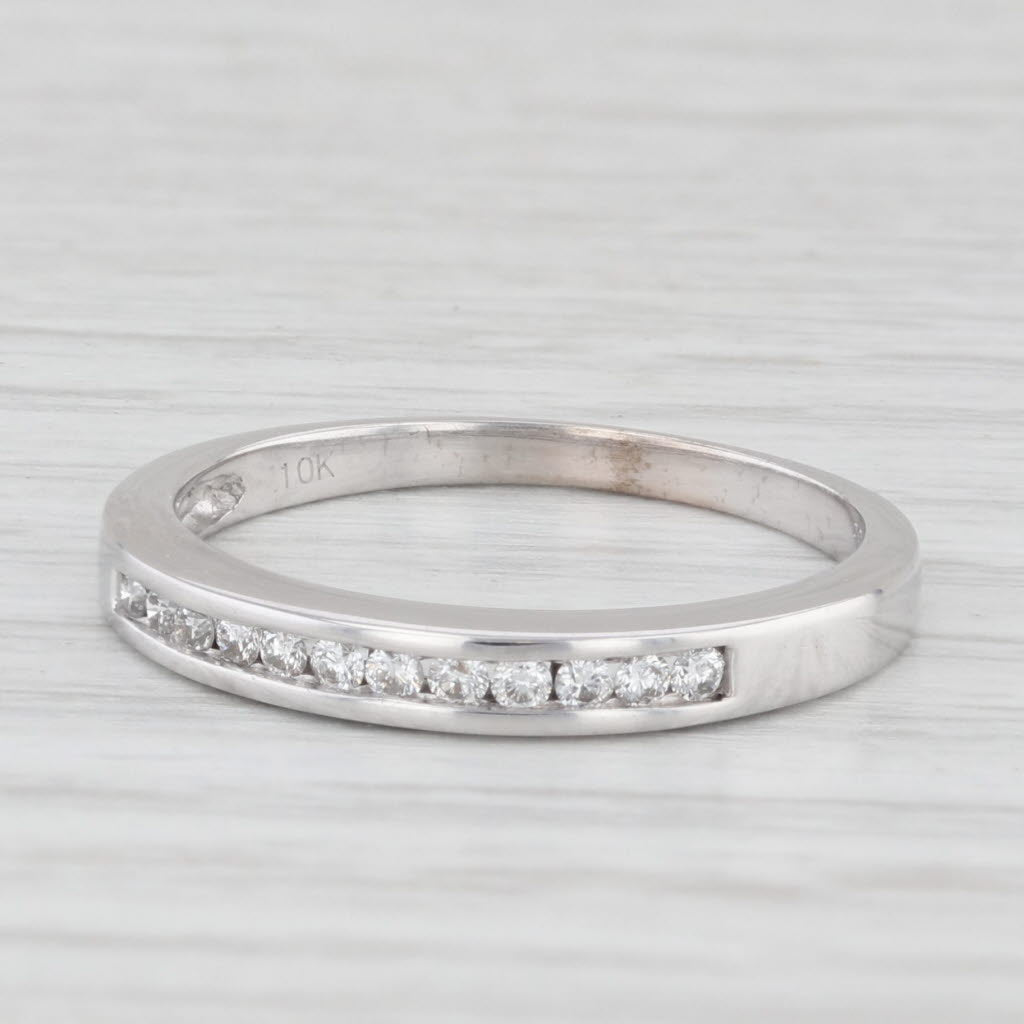 Light Gray 0.16ctw Diamond Wedding Ring 10k White Gold Size 7.25 Stackable Anniversary Band