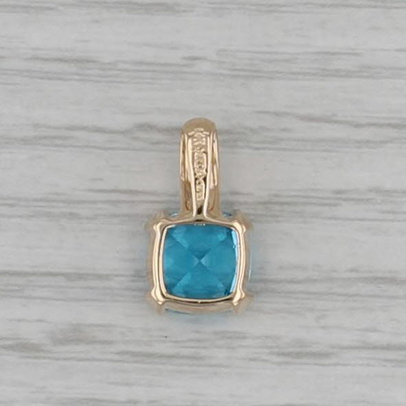 4.33ctw Blue Topaz Diamond Pendant 14k Yellow Gold Small Drop