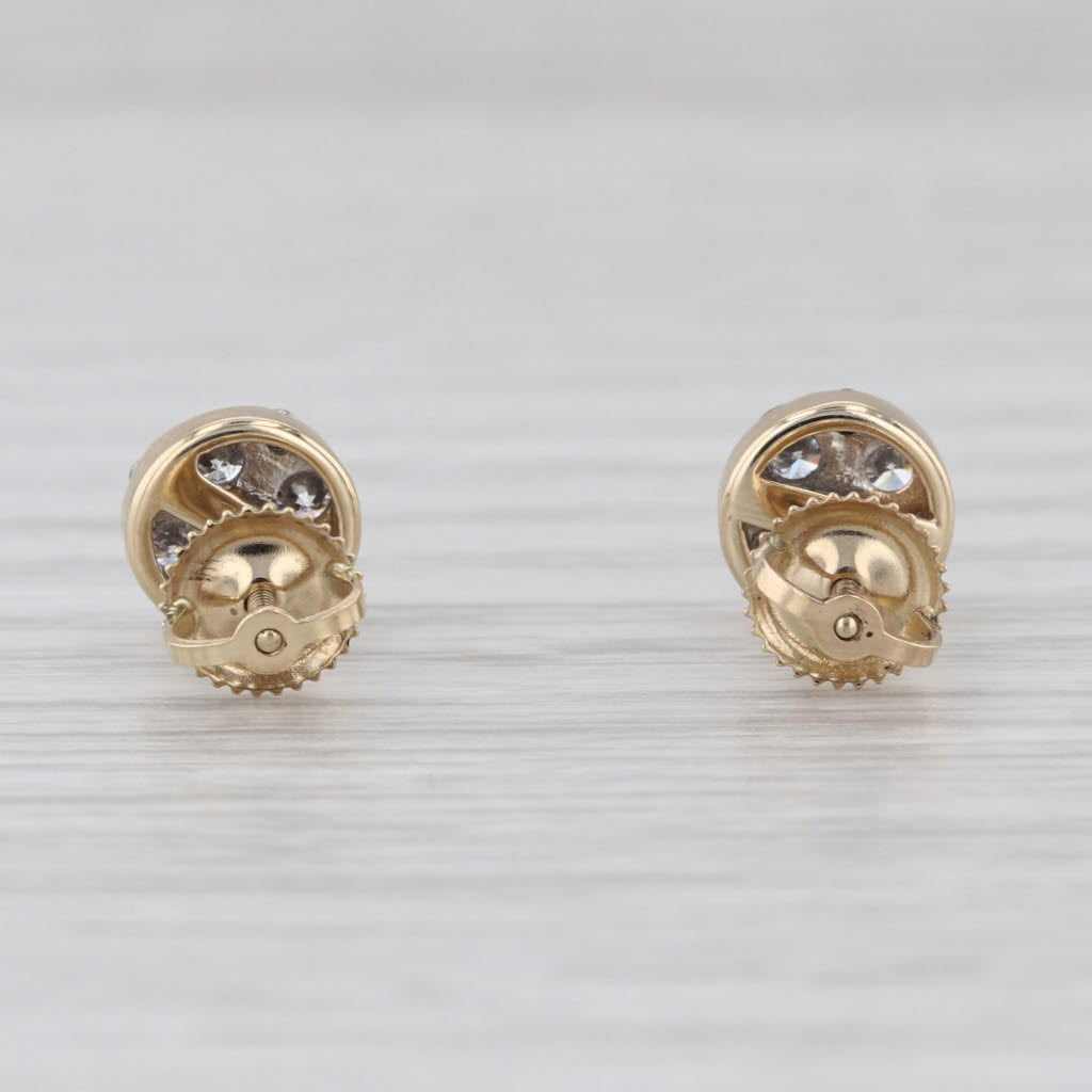 0.70ctw Diamond Cluster Stud Earrings 14k Yellow Gold Screw Back Studs