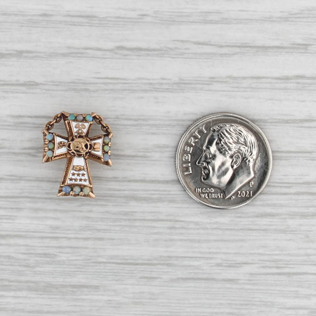 Antique Sigma Chi Badge Opal Cross 14k Gold Enamel Fraternity Pin