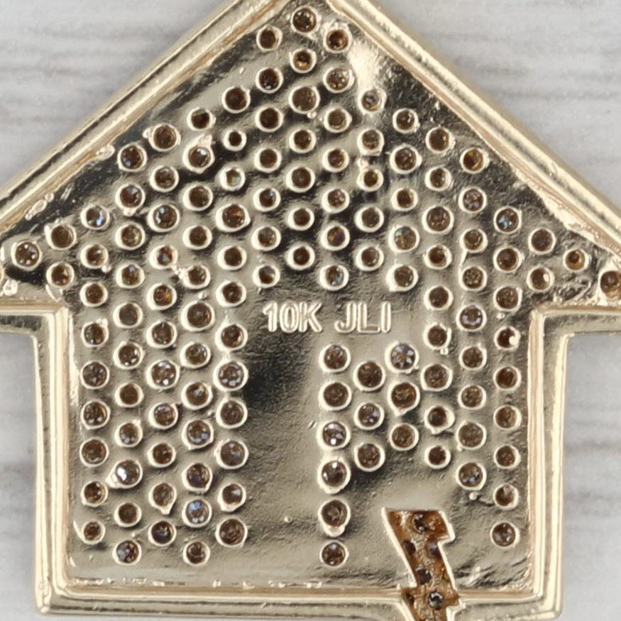 0.97ctw Pave Diamond House Lighting Pendant 10k Yellow Gold