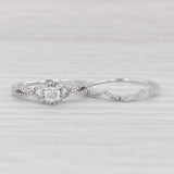 0.41ctw Diamond Engagement Ring Contoured Wedding Band Bridal Set 10k White Gold