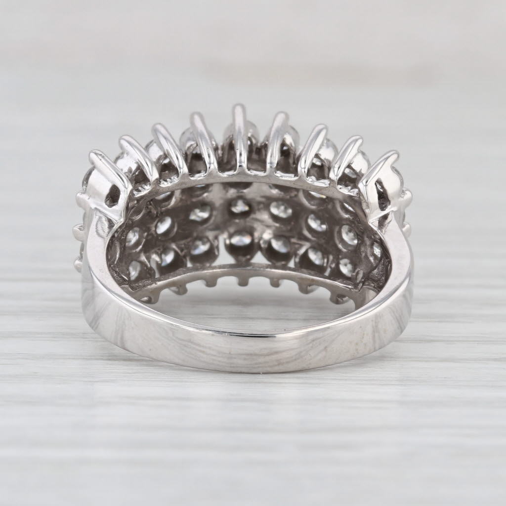 1.55ctw Diamond Rows Ring 14k White Gold Size 8.75 Cocktail Cluster