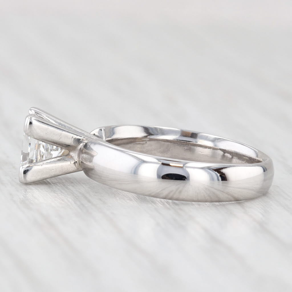 Light Gray 0.91ct Princess Diamond Solitaire Engagement Ring 14k White Gold Size 4.5