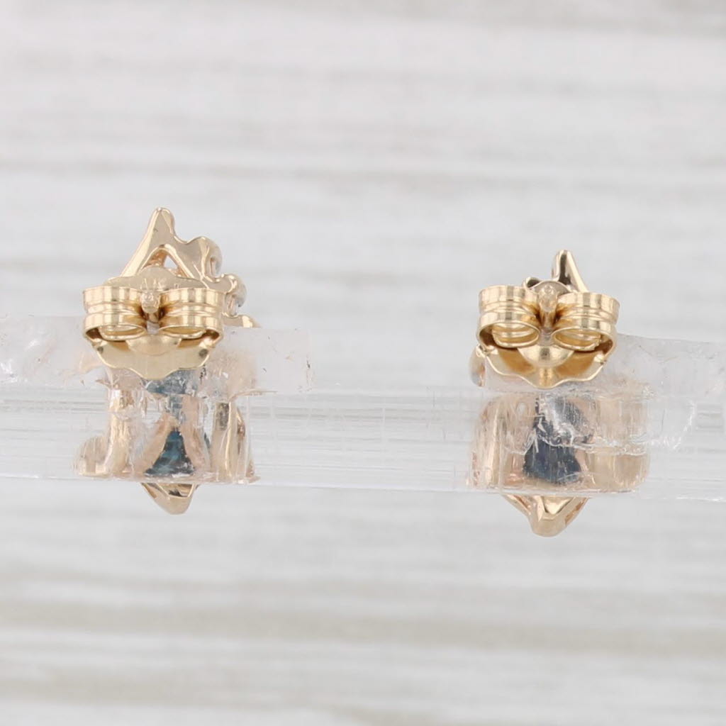 Light Gray 0.65ctw Marquise Blue Sapphire Diamond Stud Earrings 14k Yellow Gold