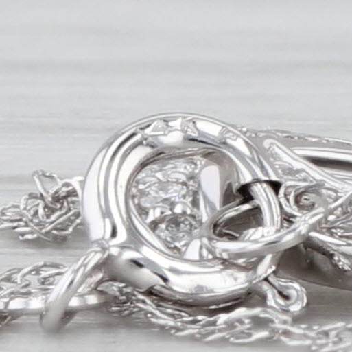 New Diamond Sailboat Pendant Necklace 14k White Gold 18" Singapore Chain