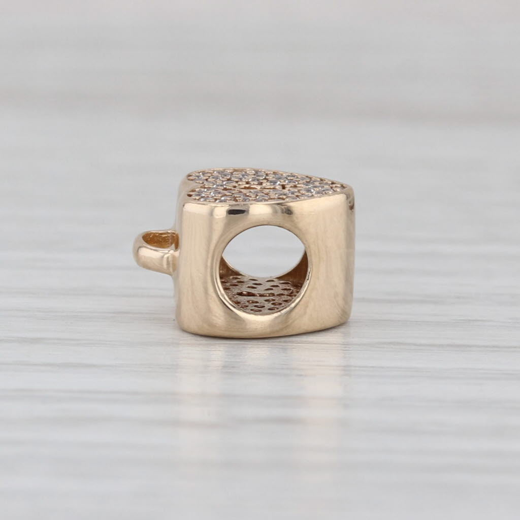 Authentic Pandora Heart Lock Charm 750833CZ 14k Gold Clear Cubic Zirconia Bead