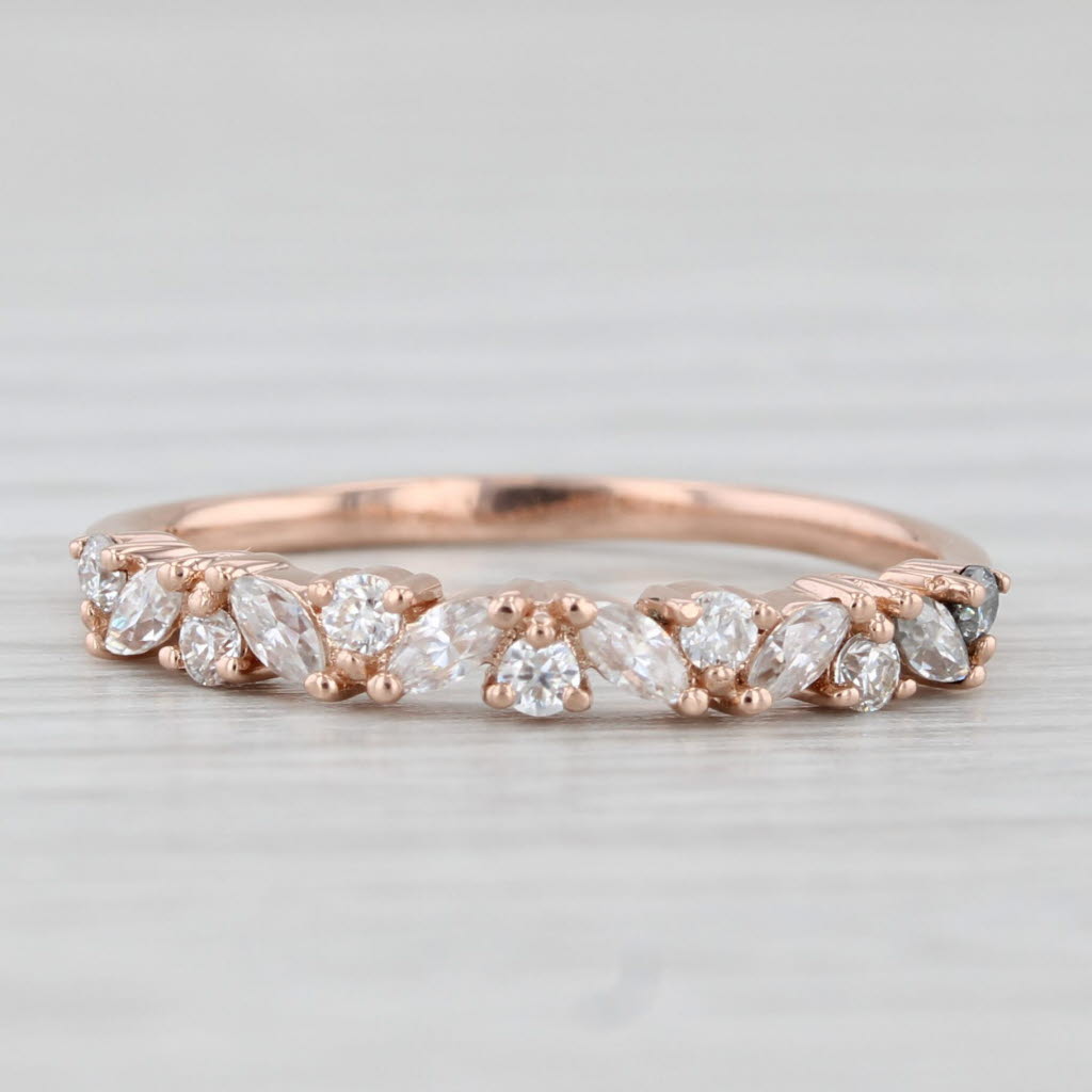 Light Gray 0.46ctw Moissanite Stackable Ring 14k Rose Gold Size 7 Wedding Band