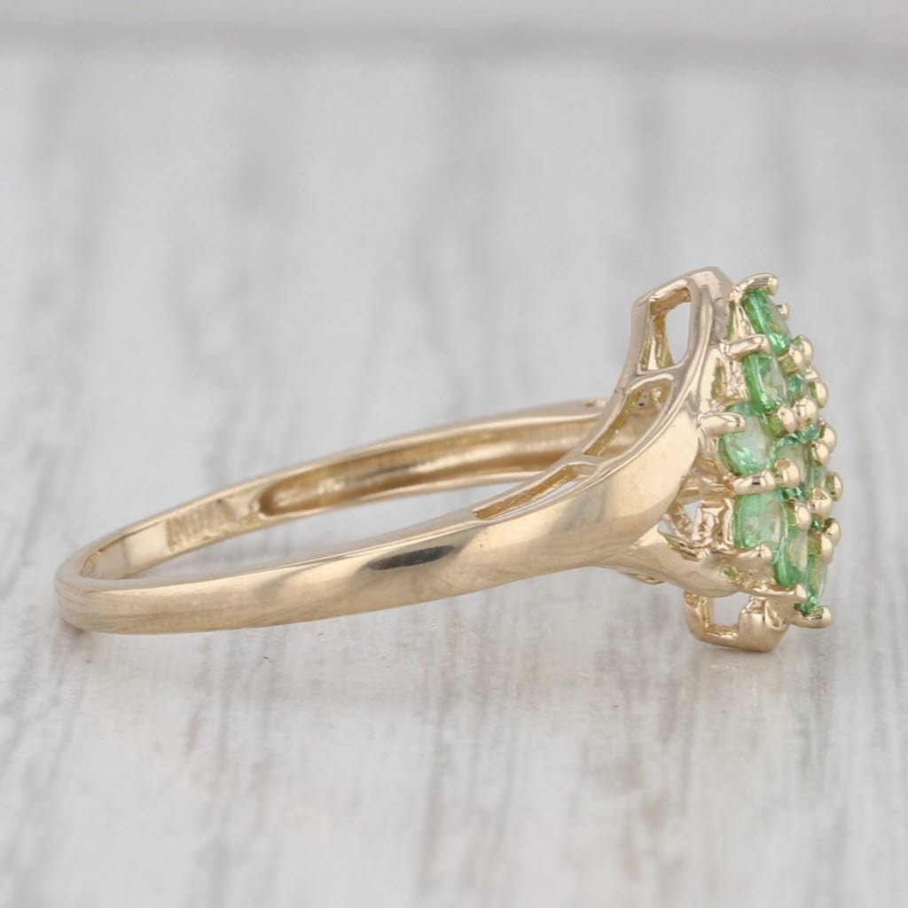 1.10ctw Mint Green Garnet Cluster Ring 14k Yellow Gold Size 8.25