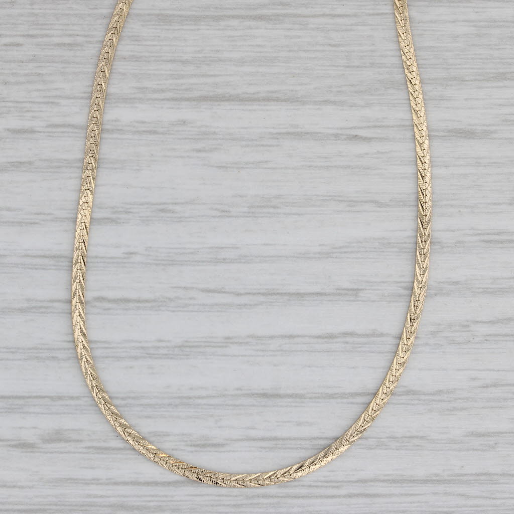 Gray 16" 1.8mm Herringbone Chain Necklace 14k Yellow Gold