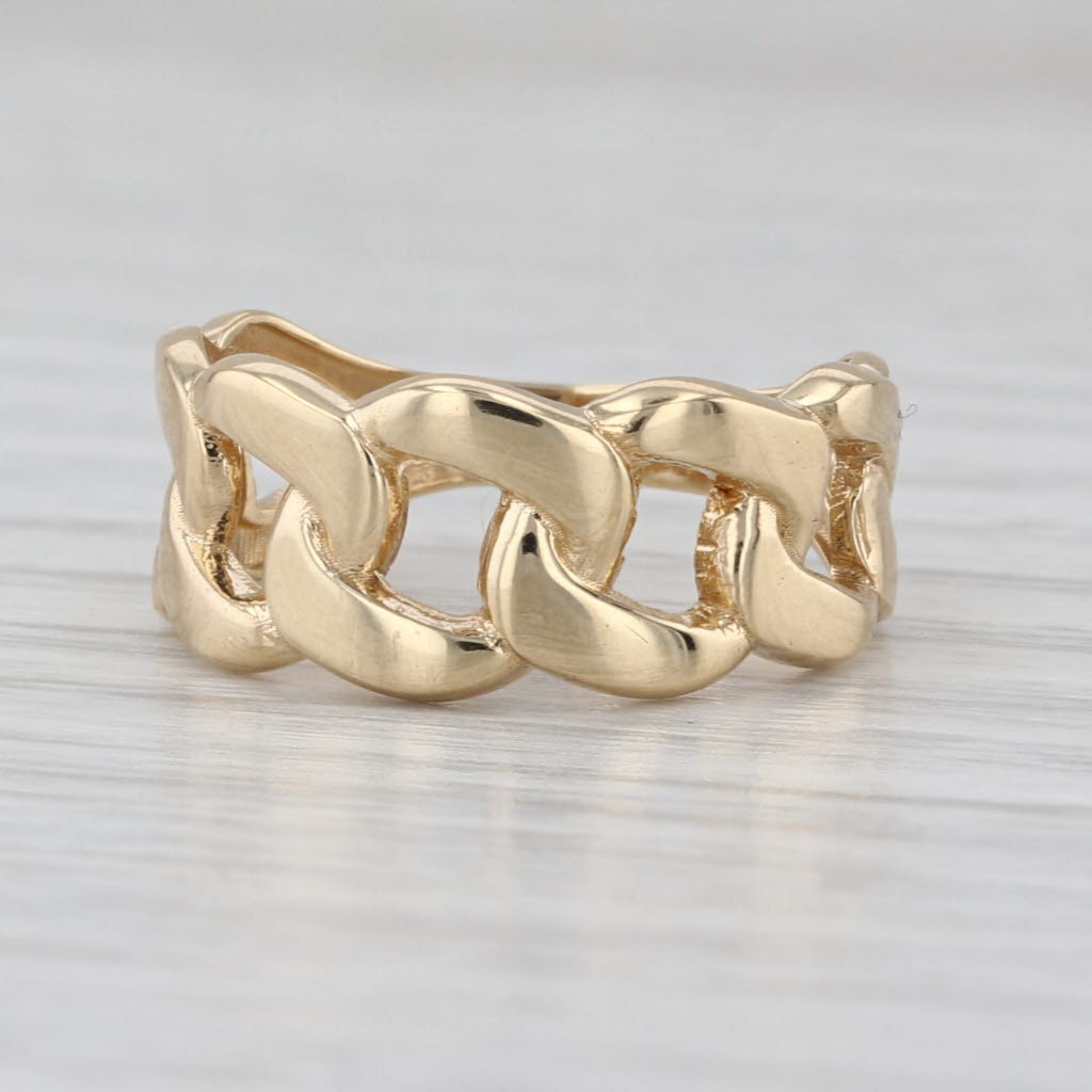 Curb Link Band Ring 18k Yellow Gold Size 5.25 Stackable